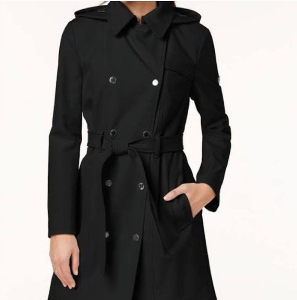 NWOT Calvin Klein Black Trench Coat Size XS